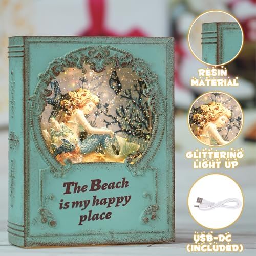 Mermaid Snow Globe Decor with LED Light and Timer
