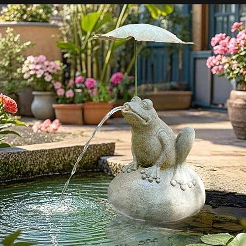 Pond Spitter Resin Frog Water Fountain Decor Gray
