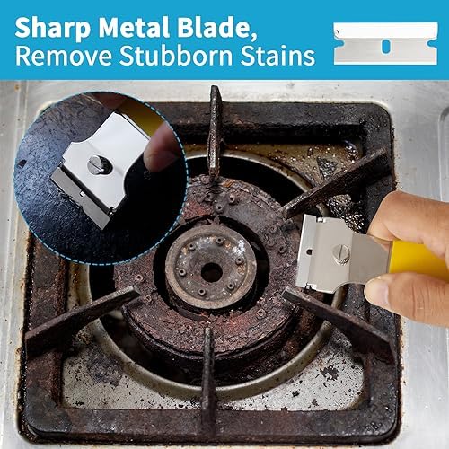 2 Pack Razor Blade Scraper with 10 Metal 10 Plastic Blades