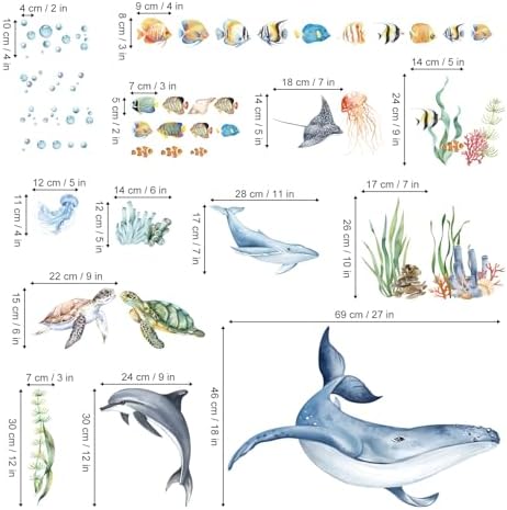 Decalmile Under The Sea Whale Wall Sticker Decor