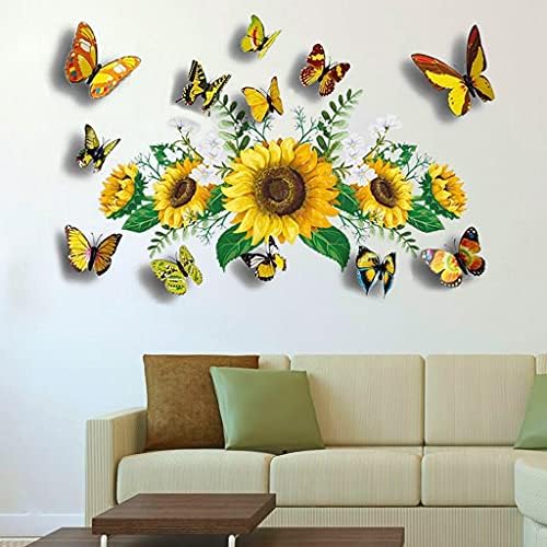 SPRT 3D Sunflower Wall Sticker Set with Butterfly Decals