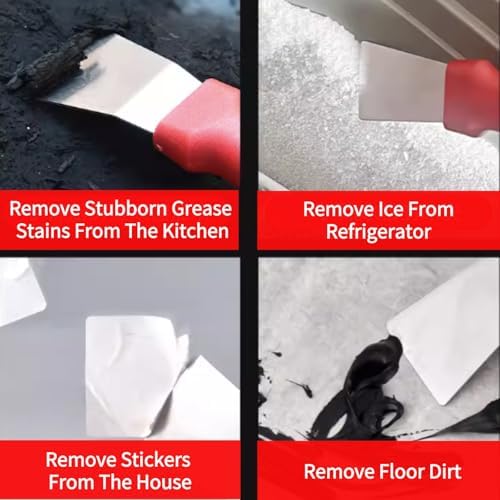 2Pcs Stainless Steel Scraper Set with Anti-Slip Handles