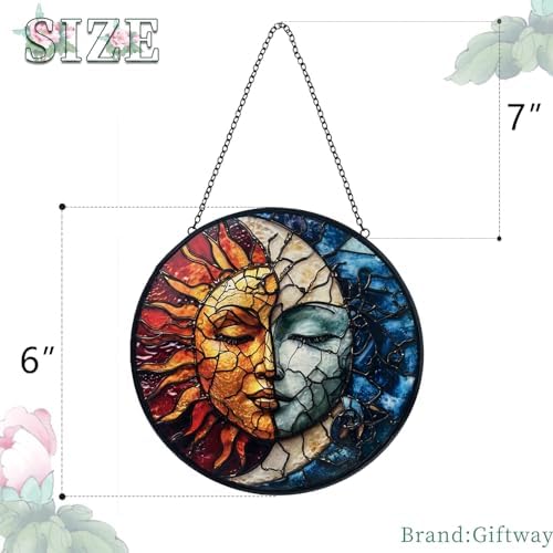 Sun and Moon Decor Suncatcher - Handmade Glass Hanging