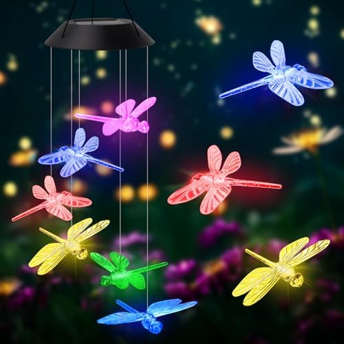 AVEKI Solar Wind Chimes Outdoor Dragonfly