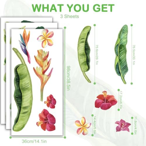 Giant Tropical Leaf Wall Decals Peel and Stick Decor