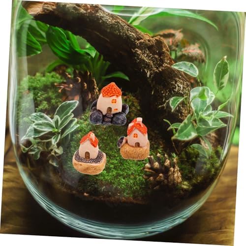 3pcs Miniature Resin House for Garden Decor