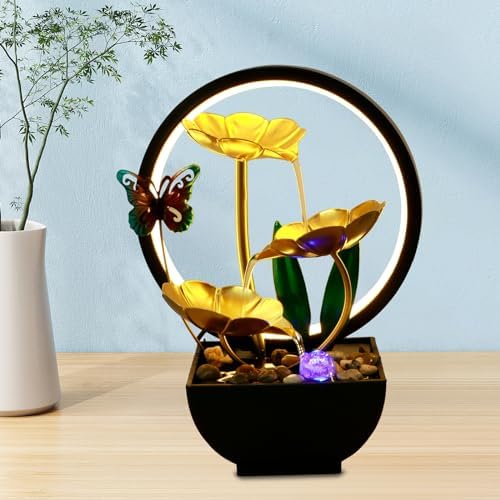 USB Powered Tabletop Water Fountain with LED Light and Humidifier