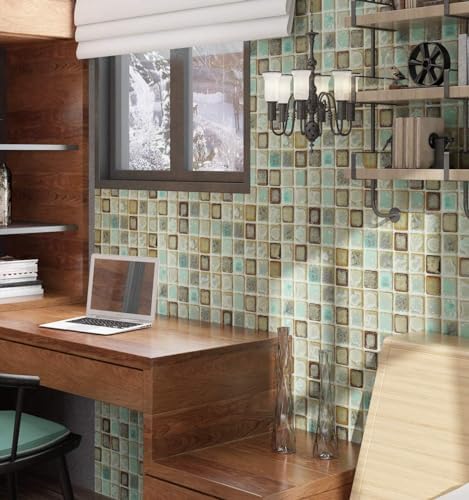 Livelynine Green Mosaic Peel and Stick Wall Sticker