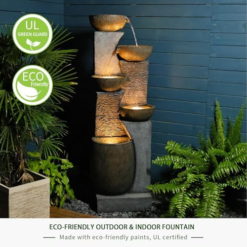 514 Inch H Outdoor Garden Water Fountain with Lights
