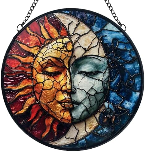 Sun and Moon Decor Suncatcher - Handmade Glass Hanging