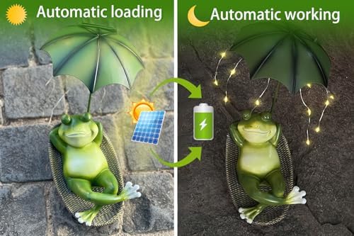 Solar Frog Garden Statue Outdoor Decor