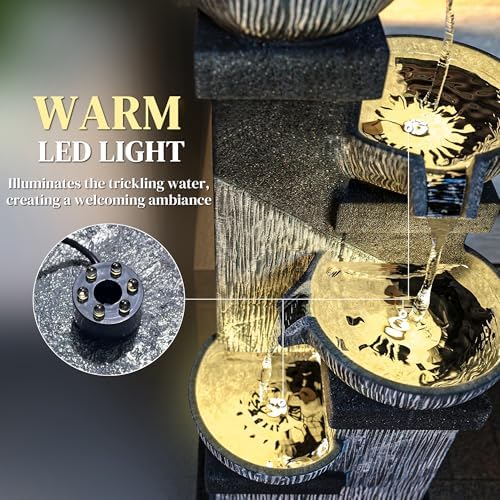 Outsunny 335 Inch Tall Freestanding Water Fountain with LED Lights