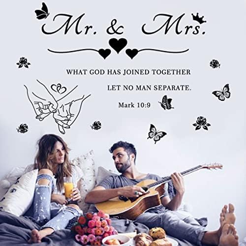 Mr and Mrs Wall Decals Romantic Wedding Sayings Art Lettering Sticker