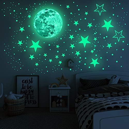 Glow in the Dark Moon and Stars Wall Decals