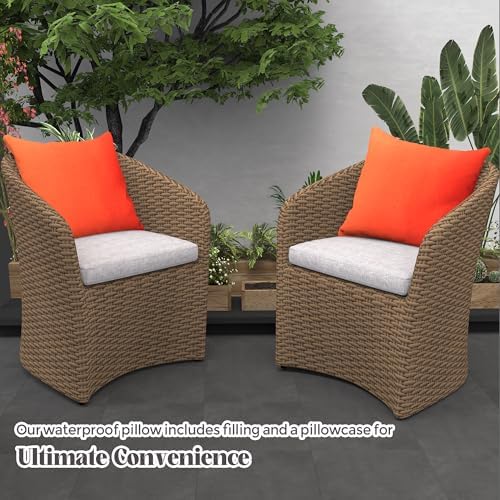 WOLKI Waterproof Outdoor Throw Pillows Set of 2 Orange