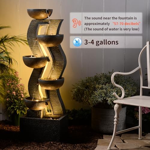 Takamota 528 Inch Tall Outdoor Water Fountain with Lights