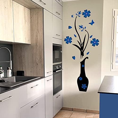 Kitchen Wall Decal with Vase Flower Butterfly Quote Design