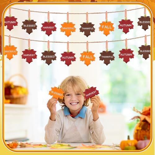 24 Piece Thanksgiving Maple Leaf Hanging Ornament Set