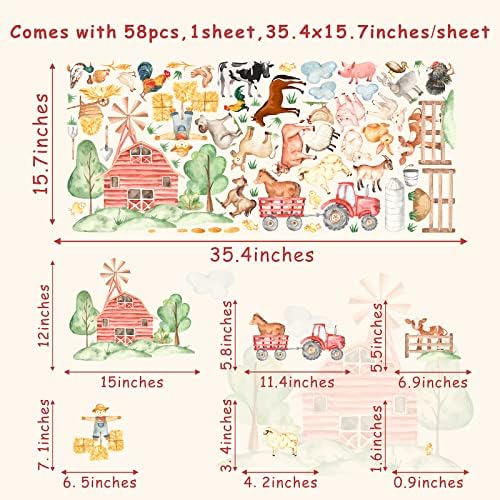 Barri Design Watercolor Farm Animal Wall Decals