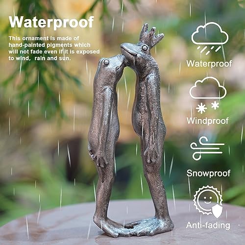 Couple Kiss Frog Garden Statue Outdoor Decor