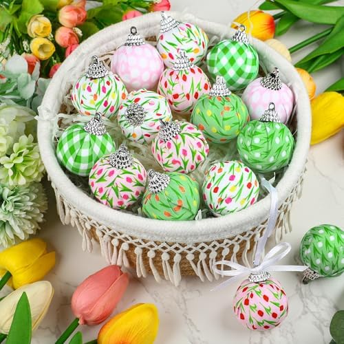 16PCS Spring Hanging Tulip Ornaments for Mini Trees