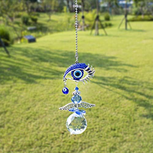 YU FENG Blue Evil Eye Crystal Angel Suncatcher
