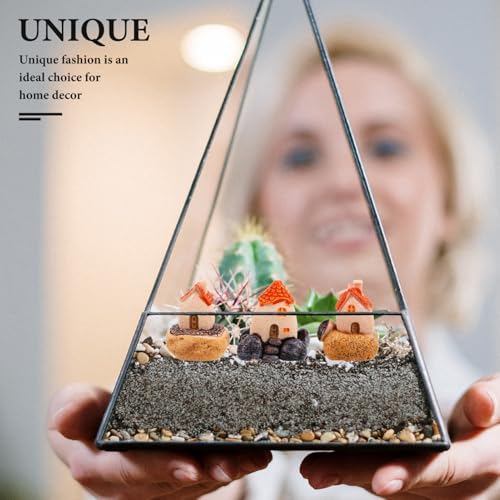 3pcs Miniature House Resin Decorations for Garden and Terrarium