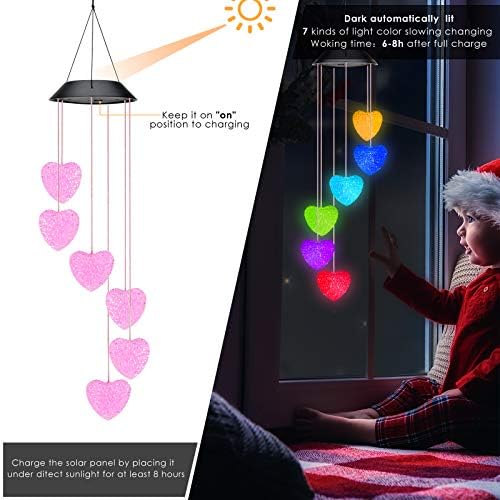 PACETAP Heart Solar Wind Chimes Outdoor Decor