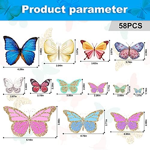 Glow Butterfly Wall Decor Stickers 58Pcs