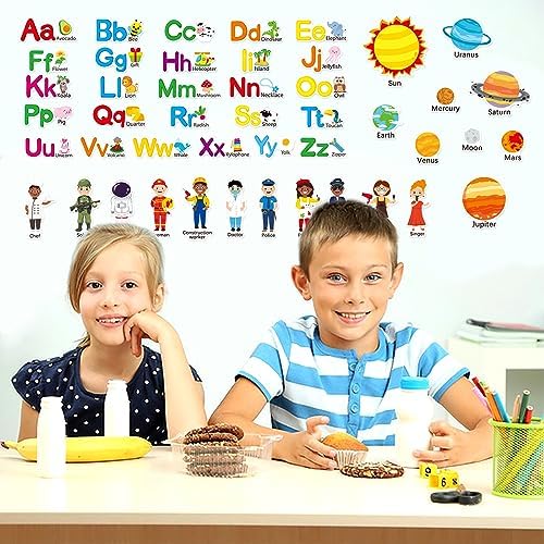 Alphabet Wall Decals for Kids Room - 12 Sheets DIY Stickers