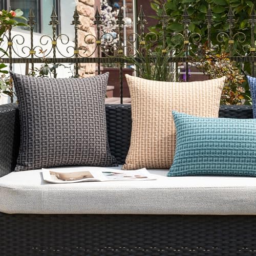Kevin Textile Waterproof Throw Pillow Covers Pack of 2 Dark Grey