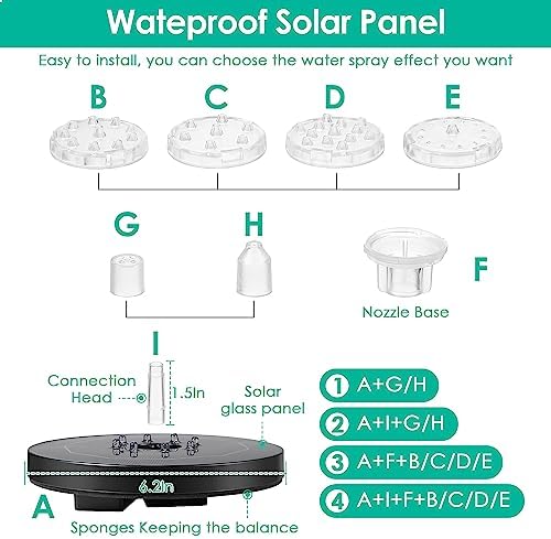 Saillong 2 Pack Solar and Battery Bird Bath Fountain Pump with LED Lights