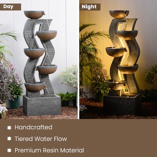 Takamota 528 Inch Tall Outdoor Water Fountain with Lights