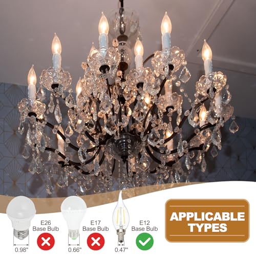 PATIKIL 35 Inch Candle Socket Covers 6Pcs White E12 Chandelier Sleeves
