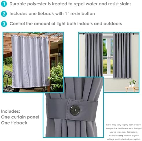 Sunnydaze 101 x 83 Inch Blackout Curtain with Grommet Top and Tieback