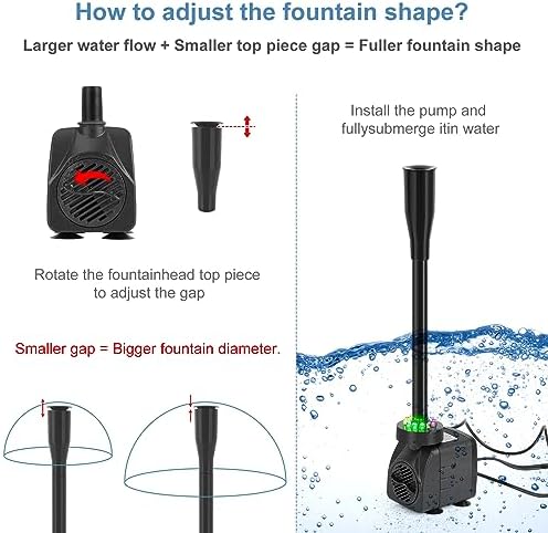 256GPH Submersible Pond Fountain Pump with LED Light