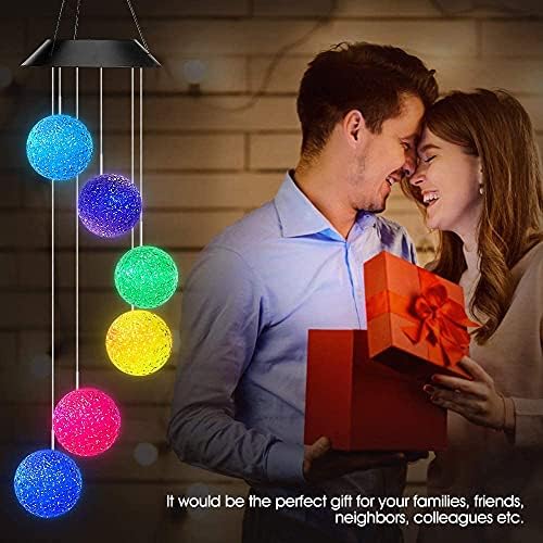 Color Changing Solar Wind Chime with Crystal Balls