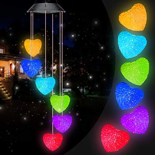 PACETAP Heart Solar Wind Chimes Outdoor Decor