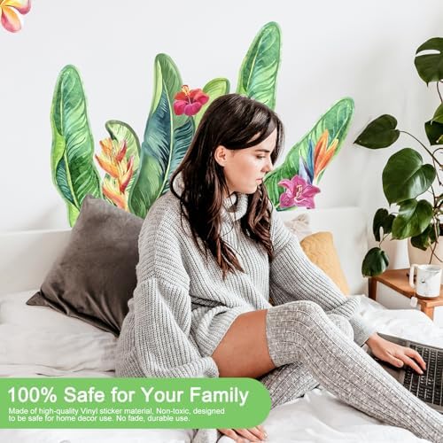 Giant Tropical Leaf Wall Decals Peel and Stick Decor