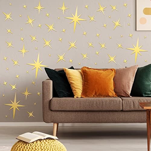 Zonon 82 Piece 3D Acrylic Mirror Wall Sticker Set Gold