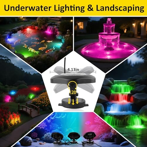 T-SUN Submersible Pond Light Set of 4 with RGB Bluetooth Control