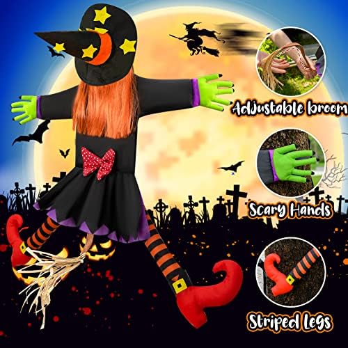 Crashing Witch Halloween Decor Outdoor Yard Statue