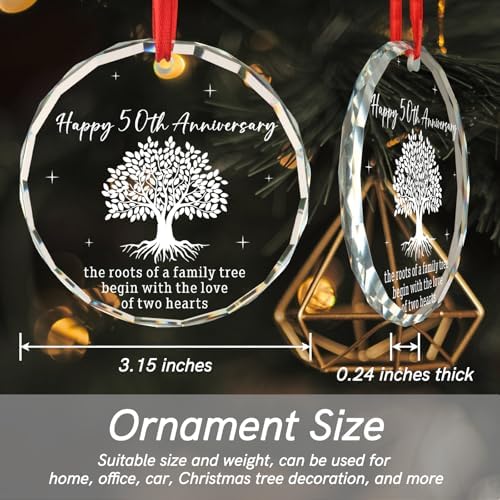 50th Anniversary Glass Ornament for Couple Wedding Decor