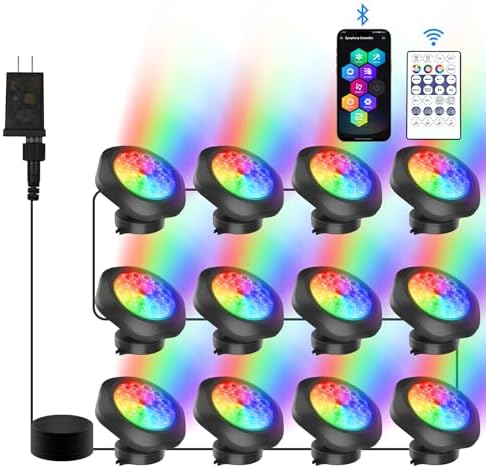 CREPOW RGB Underwater Pond Lights Set of 12