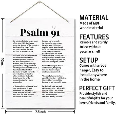 Psalms 91 Christian Inspirational Wall Decor Sign 10x78inch