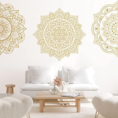 Chinco 4 Pcs Half Mandala Wall Decal Gold Boho Design