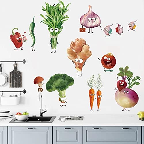 Wondever Kitchen Wall Decals Cartoon Vegetables Peel and Stick Art