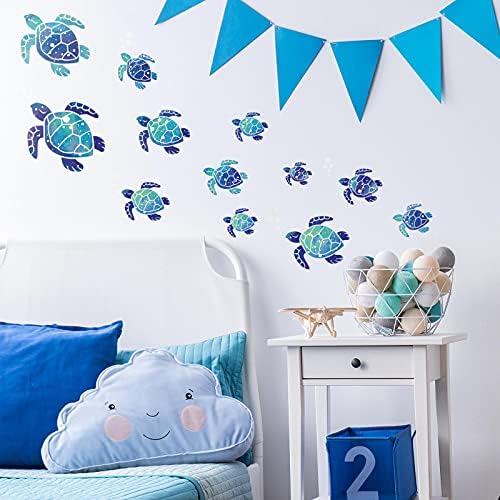 Zonon Sea Turtle Wall Decals Waterproof 24pcs Blue