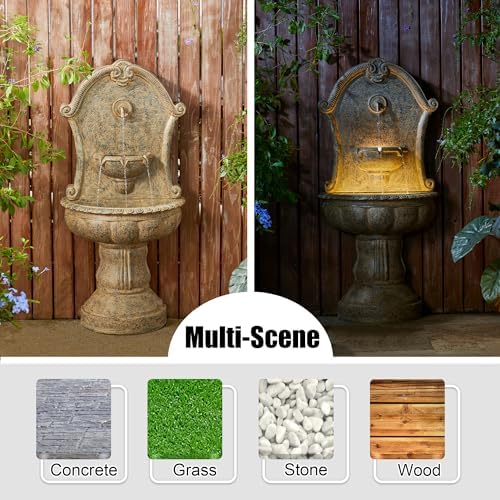 Glitzhome 49 Inch Wall Fountain with LED Light and Pump
