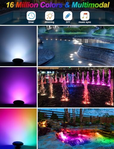 CREPOW RGB Underwater Pond Lights Set of 12